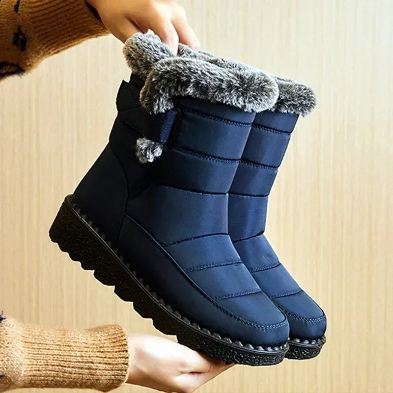 Women's Waterproof Winter Snow Boots – 2025 New Faux Fur Long Plush Platform Ankle Boots with Warm Cotton Lining