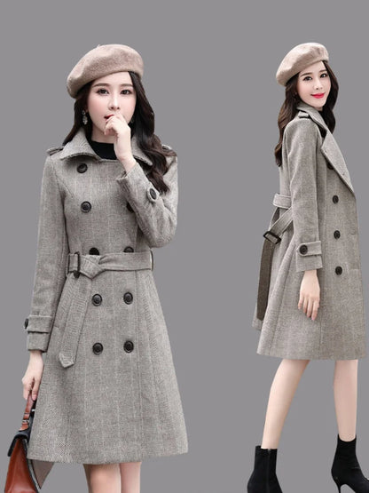 S-3XL Women's Trench Coat Casual X-long Windbreaker Lapel Top Long Ladies Jacket