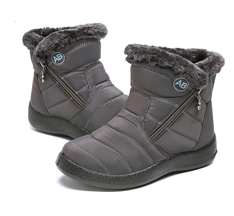 Women's Winter Fur-Lined Snow Boots – Ultra Warm Low-Heel Ankle Booties for Cold Weather