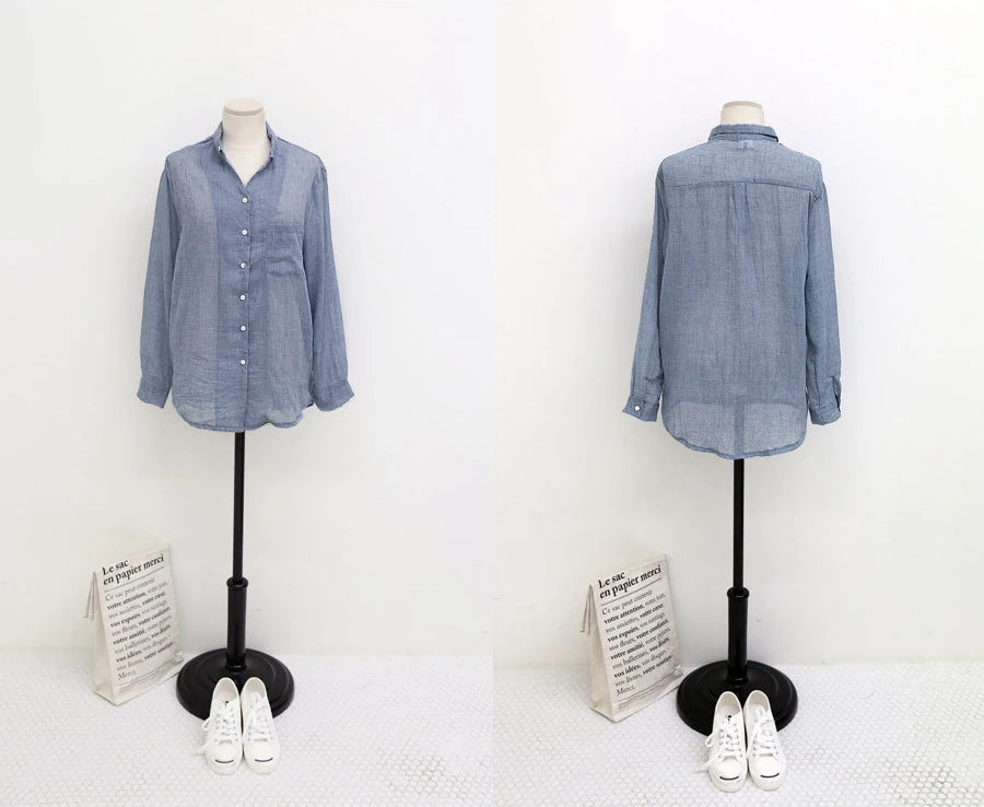 2022 Autumn Harajuku Cotton & Linen Blouse – Vintage-Style Loose-Fit Women’s Long-Sleeve Shirt