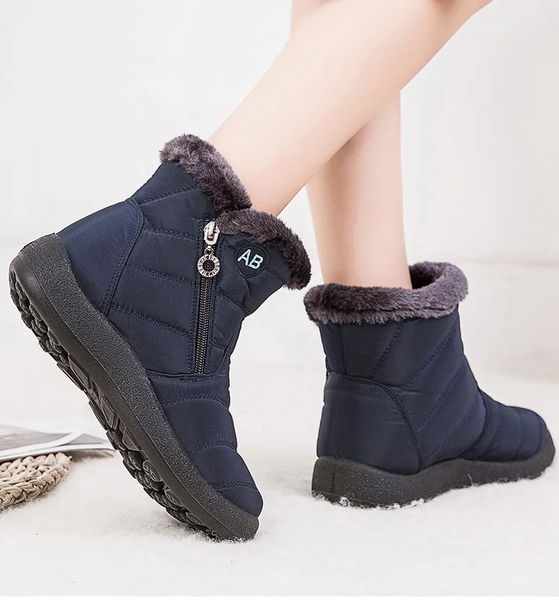 Women's Winter Fur-Lined Snow Boots – Ultra Warm Low-Heel Ankle Booties for Cold Weather