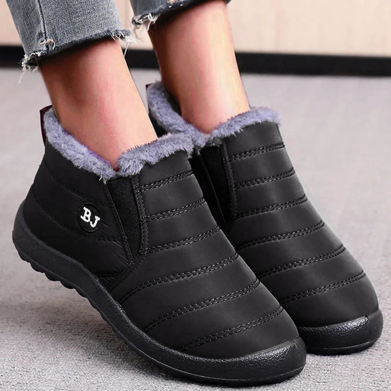 Women's Winter Snow Boots – Waterproof Slip-On Platform Ankle Booties for Casual Chic Style