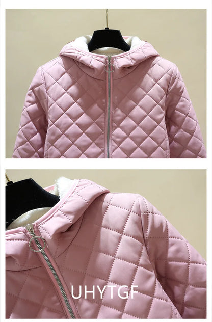 Women's Quilted Cotton Jacket - Thick Hooded Parka, Korean Style, Black Winter Coat, New for 2023