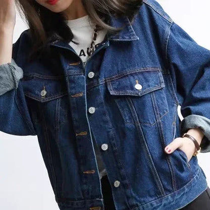 Outono coreano denim casaco para mulher solto estilo bf casacos curtos estilo ca