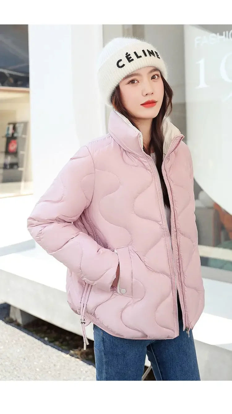 Women's Short Cotton Jacket, Thick Warm Coat, Casual Winter Outerwear, Loose Fit Short Parka, A12, New 2022