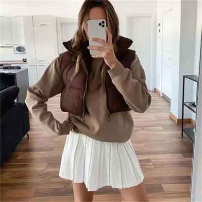 Fashion Autumn New 2024 Stand Collar Elegant Down Coats Warm Outerwear Casual Be