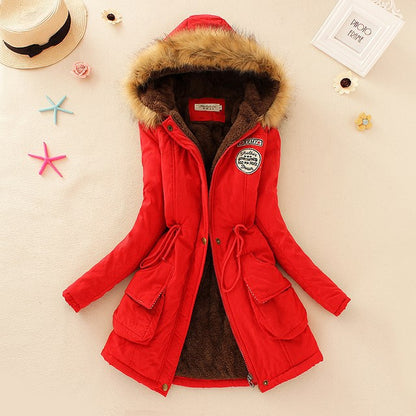 Lightweight Quilted Cotton Jacket for Women - Casual Hooded Parka, Warm Coat for