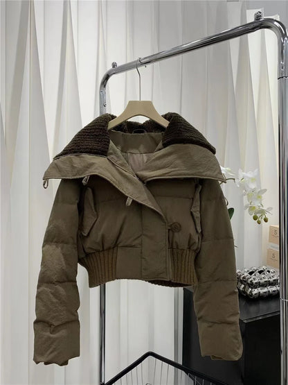 Women's Autumn Winter Short Parka Jacket 2023 – Casual Zipper Collar Outwear, Warm Winter Coat