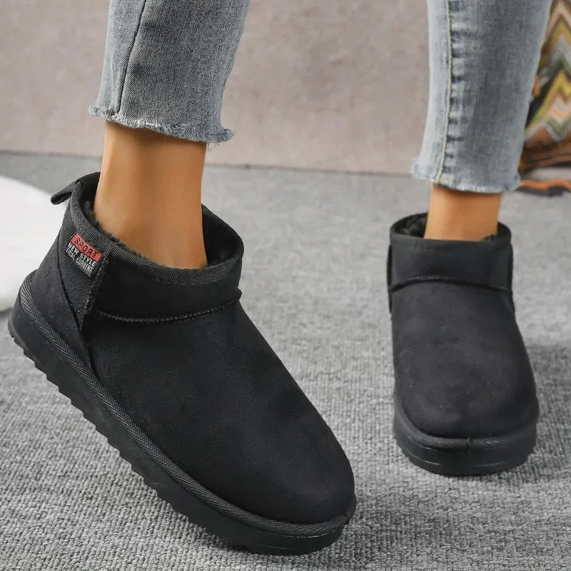 2024 Women's Suede Ankle Snow Boots – Warm & Comfortable Winter Flats, Casual Non-Slip Walking Shoes