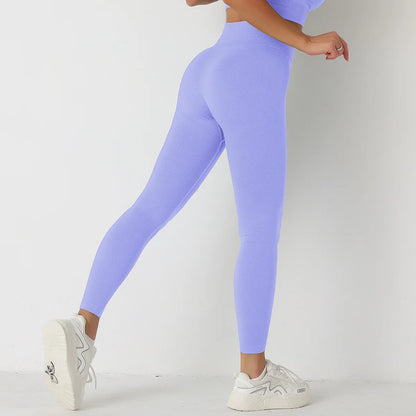 Seamless Scrunch Butt Yoga Leggings for Women - High-Waist Solid Color Gym Fitness Tights