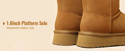 Bebealy Genuine Winter Suede Boots for Women – Classic Outdoor Plush Anti-Skid Cozy Ankle Booties