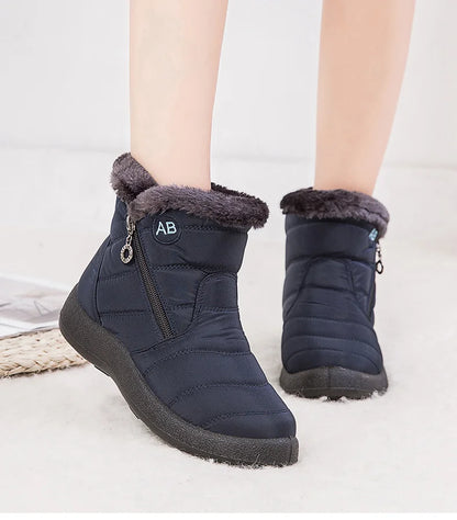 Women's Winter Fur-Lined Snow Boots – Ultra Warm Low-Heel Ankle Booties for Cold Weather