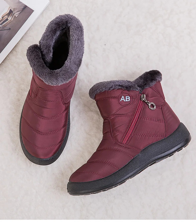 Women's Winter Fur-Lined Snow Boots – Ultra Warm Low-Heel Ankle Booties for Cold Weather