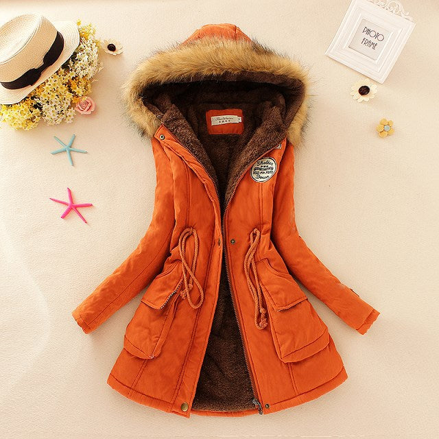 Lightweight Quilted Cotton Jacket for Women - Casual Hooded Parka, Warm Coat for