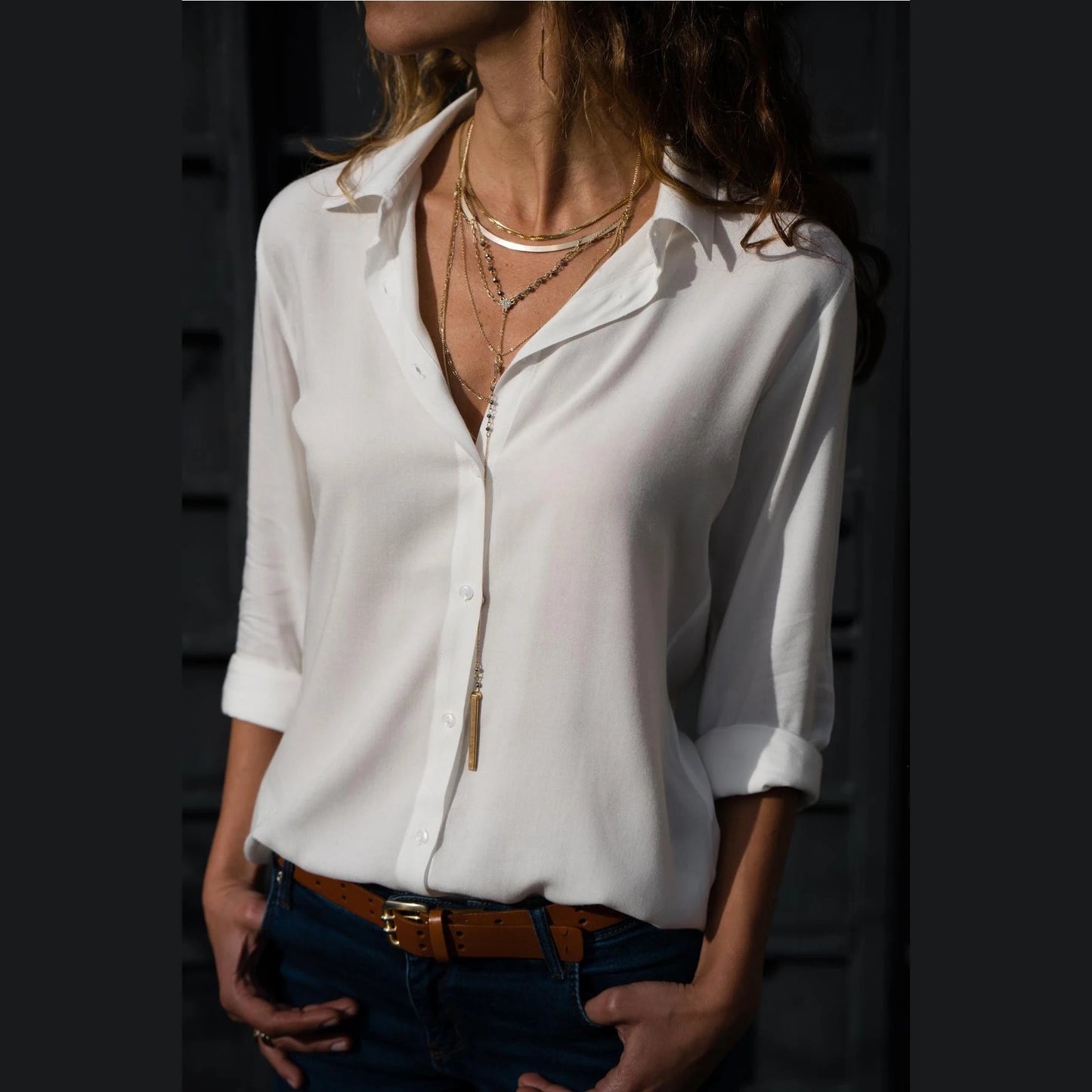 Vintage-Inspired Women's Autumn Polo Collar Blouse – Loose Button-Up Top for Office & Casual Wear