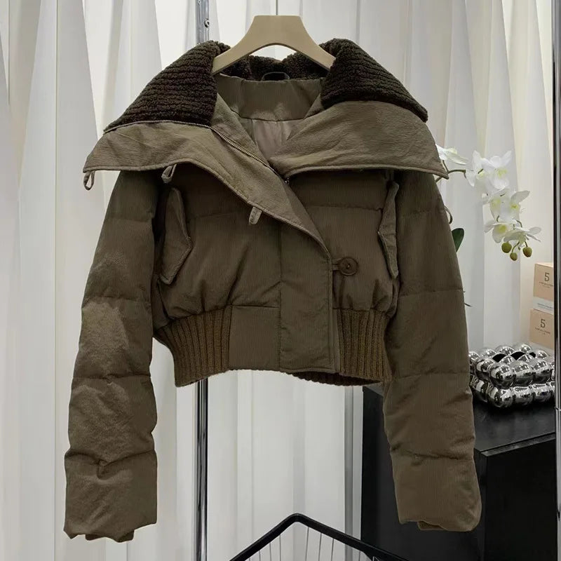 Women's Autumn Winter Short Parka Jacket 2023 – Casual Zipper Collar Outwear, Warm Winter Coat