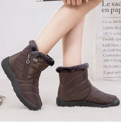 Women's Winter Fur-Lined Snow Boots – Ultra Warm Low-Heel Ankle Booties for Cold Weather