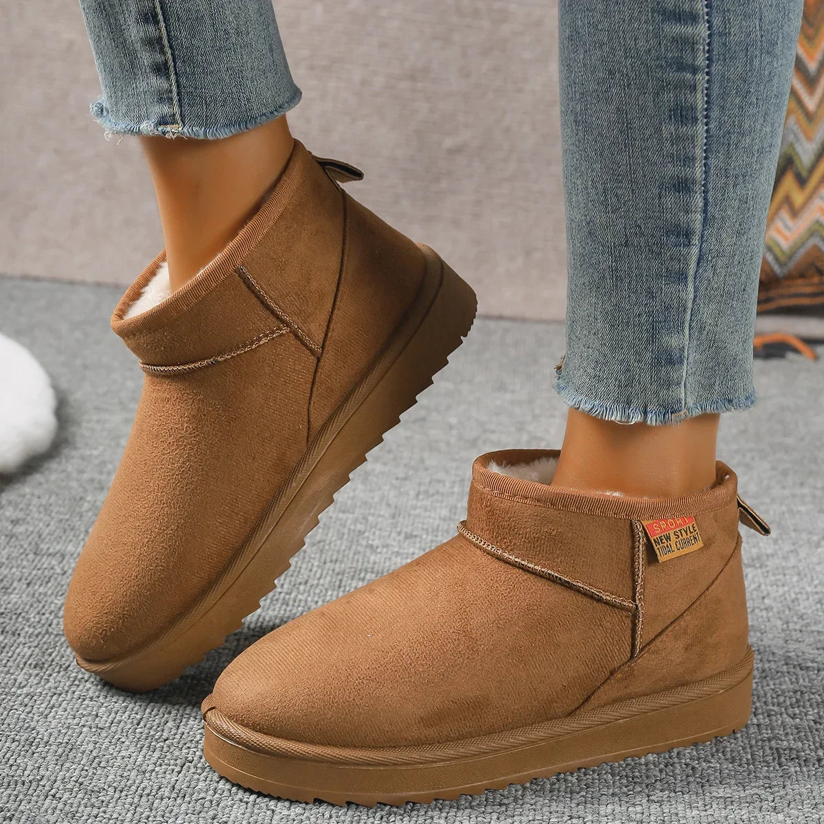 2024 Women's Suede Ankle Snow Boots – Warm & Comfortable Winter Flats, Casual Non-Slip Walking Shoes