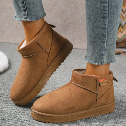 2024 Women's Suede Ankle Snow Boots – Warm & Comfortable Winter Flats, Casual Non-Slip Walking Shoes