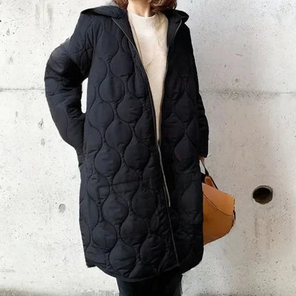 Women's Quilted Cotton Argyle Jacket, Hoodie Top, Parka, In Stock, Japanese Style, New, Fall & Winter 2024