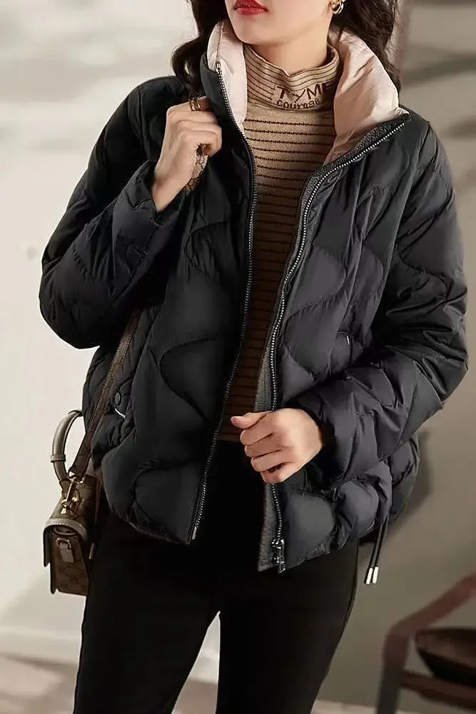 Women's Short Cotton Jacket, Thick Warm Coat, Casual Winter Outerwear, Loose Fit Short Parka, A12, New 2022